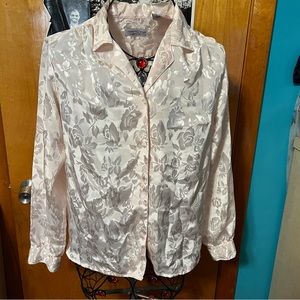 Grand design polyester button up shirt rose pattern size 8